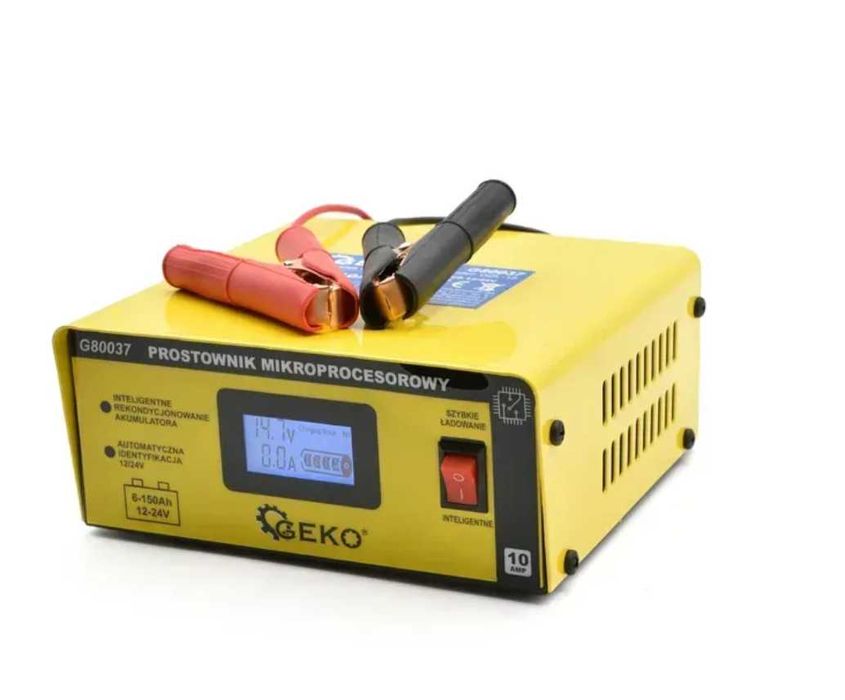 Зарядний пристрій Geko 10A 12/24V 6-150Ah з мікропроцесором LCD G80037