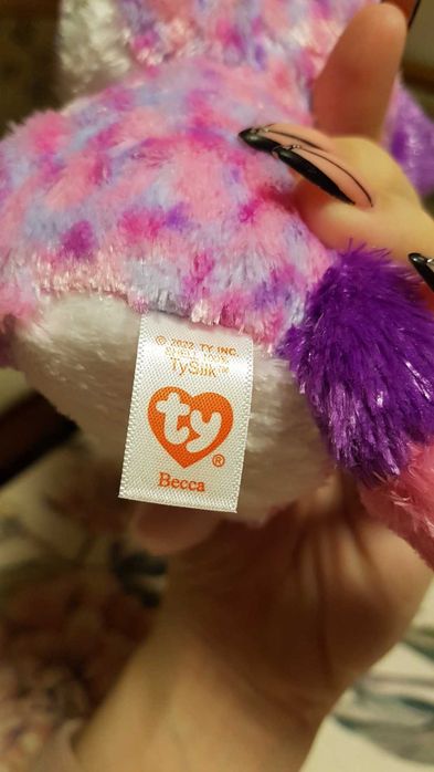 Ty Beanie babies глазастик розовый лемур BECCA 15 см оригинал
