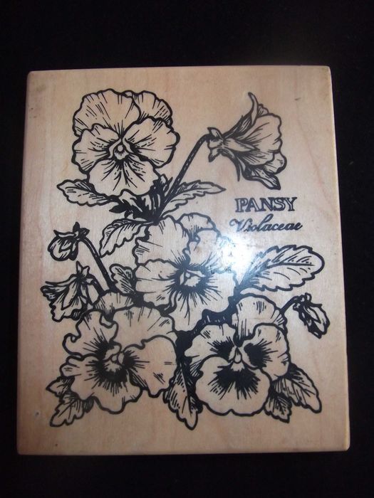 Carimbo em madeira Flor / Wooden stamp Flower - "Pansy Violaceae"