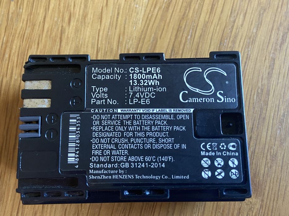 Bateria Canon lpe6 com carregador