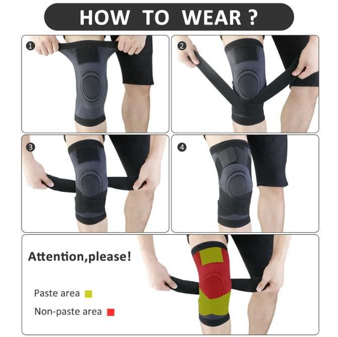 Наколінник компресійний / фіксатор коліна + ремені / Розміри S-XXXL