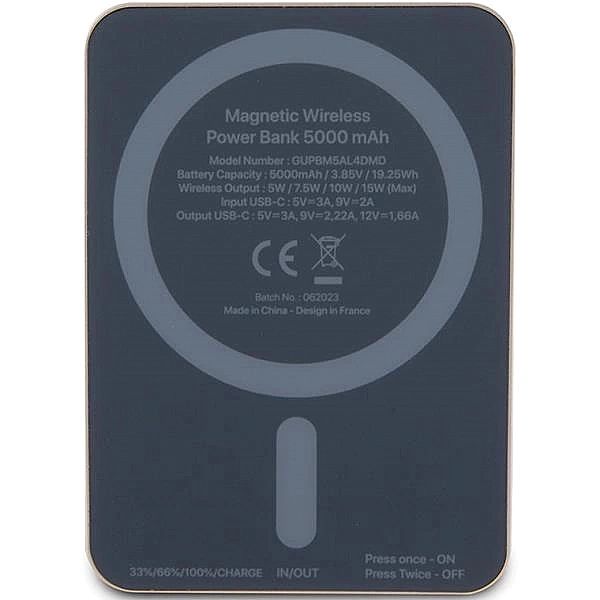 Powerbank indukcyjny Guess MagSafe Metal Script Logo 15W 5000mAh - zło