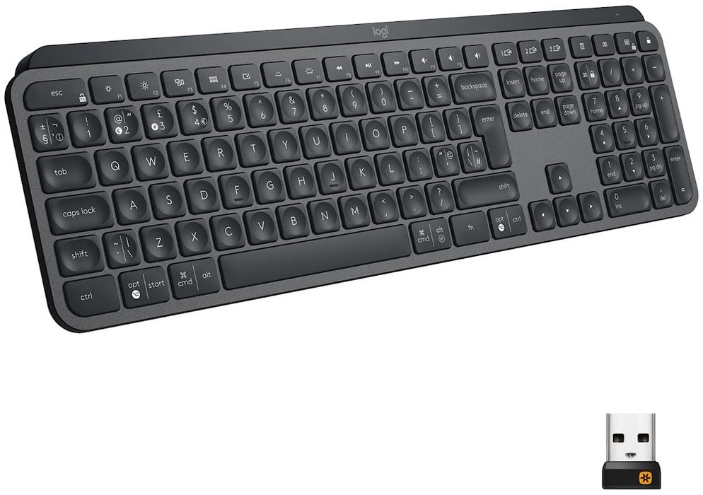 Бездротова клавіатура Logitech MX Keys Wireless Black (ножичні клавіши, Bluetooth, USB-приймач, німецька розкладка, з підсвіткою) (920-009403)
