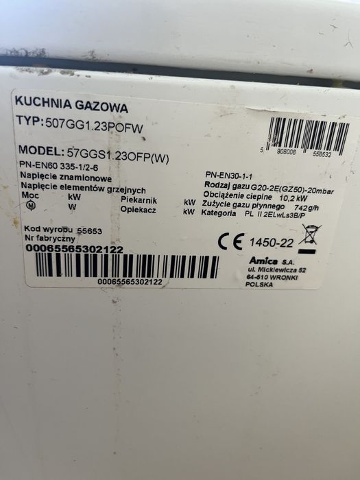 Kuchnia gazowa Amica