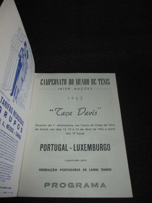 Programa Taça Davis Clube de Ténis do Estoril 1963