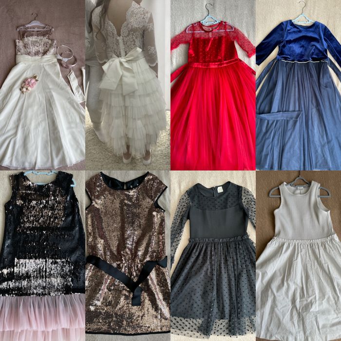 Платье нарядное с перчатками,выпускное,обруч,р.128-146,6-11 лет