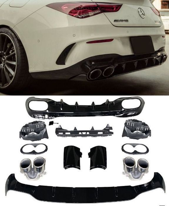 Difusor Traseiro Mercedes CLA (W118) Look CLA35 (Ponteiras Cromadas)