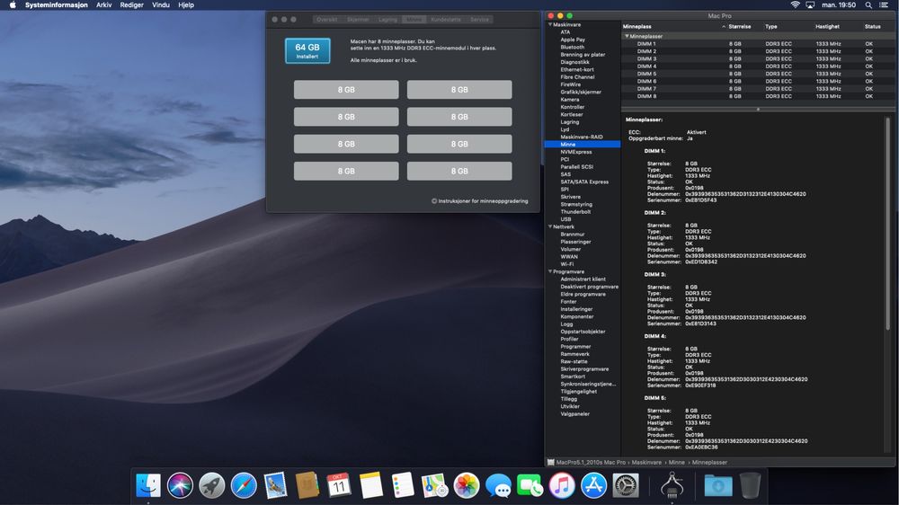 Mac Pro 5.1 mid 2010 12 rdzeni 64GB ram Radeon RX580 Sapphire Puls 8GB