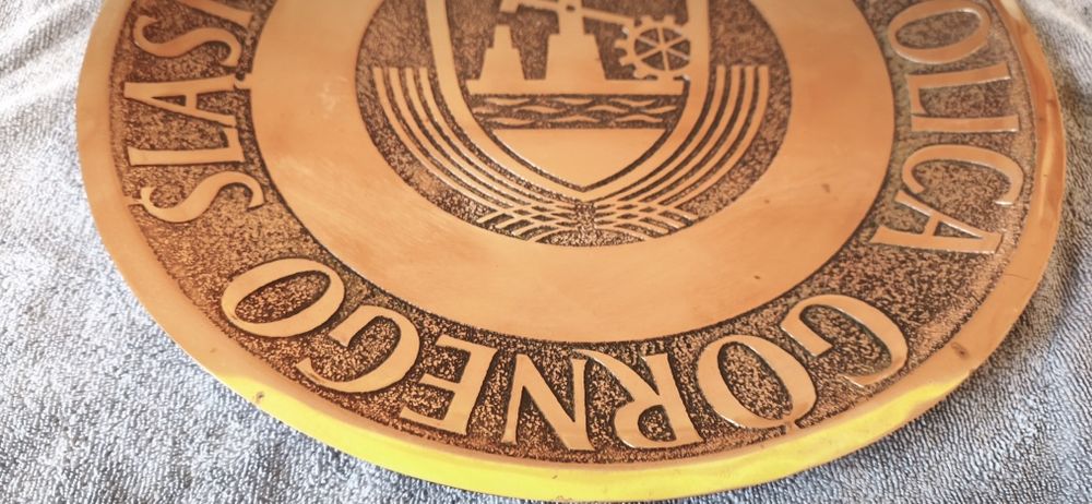 Talerz okolicznościowy Katowice Stolica Górnego Śląska miedź PRL