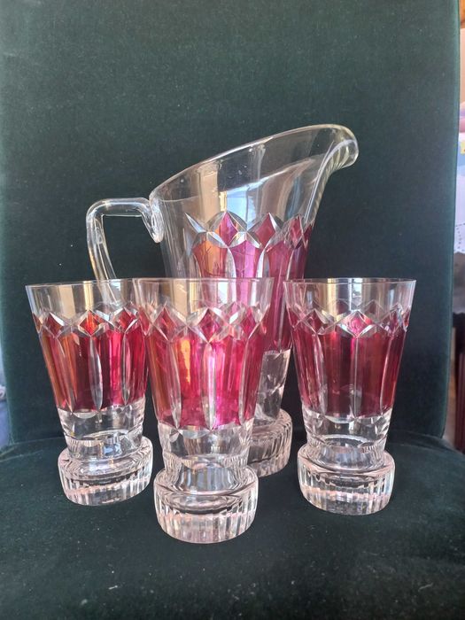 Jarro rosa c/ 6 copos