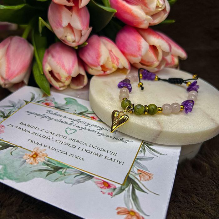 Bransoletka z prawdziwych kamieni naturalnych dzień babci prezent