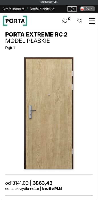 Drzwi 90 PORTA EXTREME RC 2 oscieznica futryna