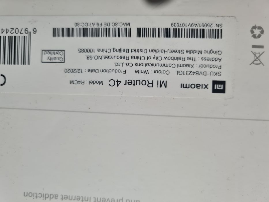 Router xiomi 4c model r4cm