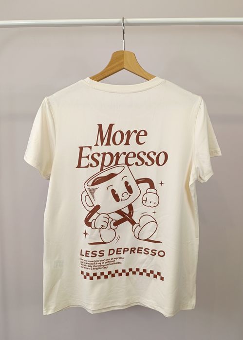 More espresso less depresso damska, męska koszulka sportowa r.S lekka