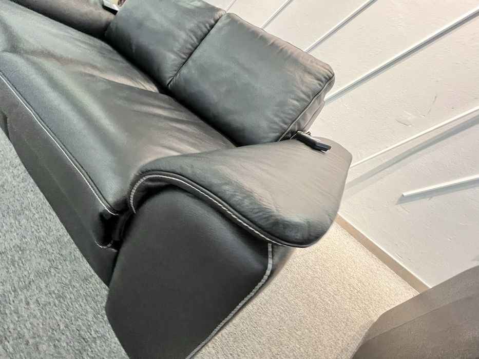 Диван трійка двійка реклайнер шкіряний чорний