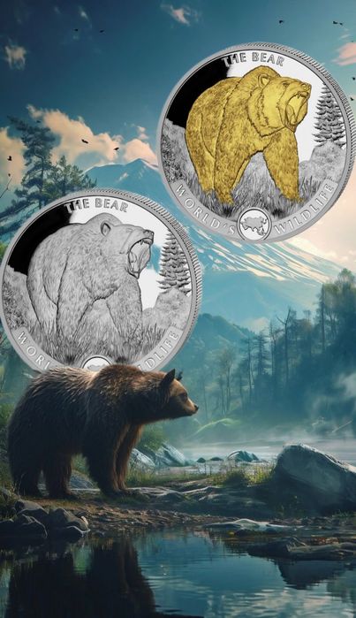 Срібні монети Медведя Гризлі . 1oz + 1 oz