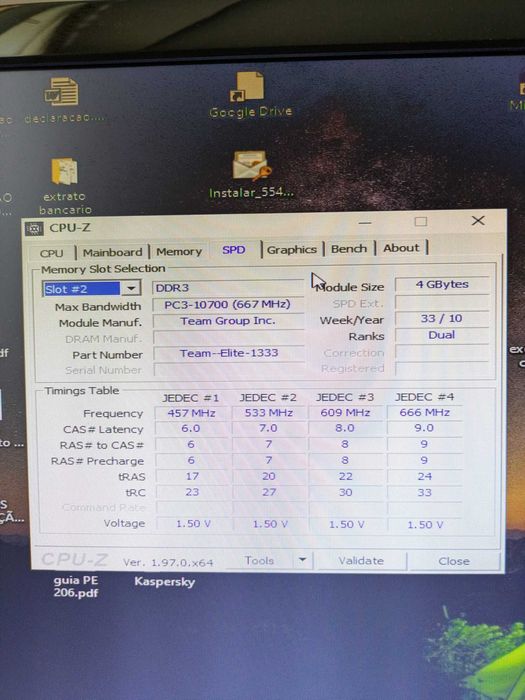 Desktop a funcionar