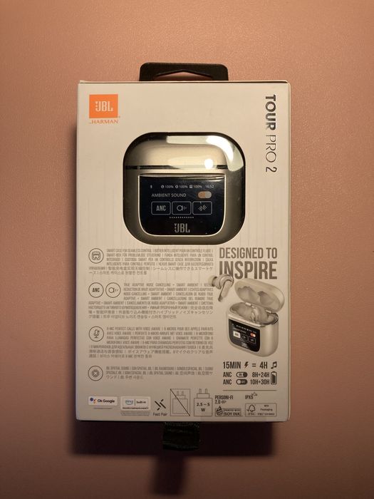 JBL Tour Pro 2 – Auriculares Wireless com ANC e Ecrã no Estojo