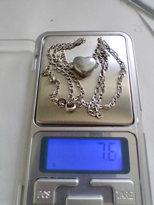Srebrny łańcuszek 925 z serduszkiem celebrytka 7,6g