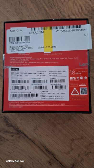 Słuchawki bezprzewodowe Lenovo TWS YOGA PC Edition nowe