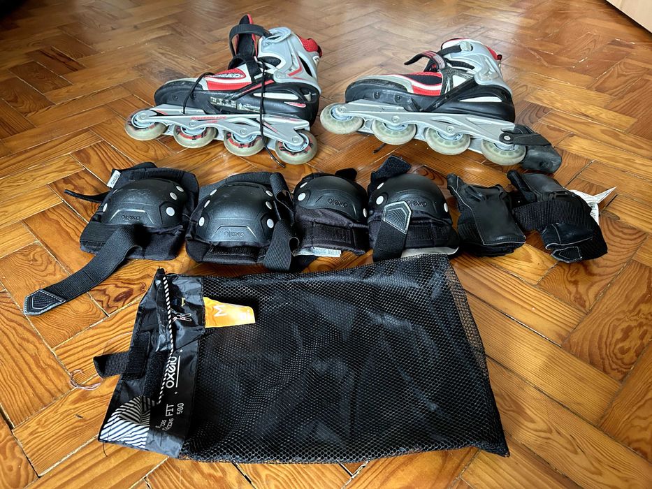 Patins Profissionais Rollerblade + Proteções + Saco Transporte