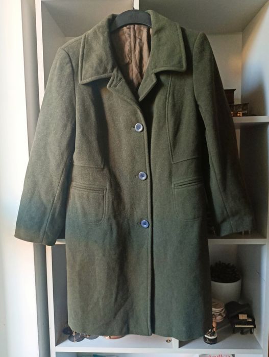 Płaszcz klasyczny wełna kaszmir oliwkowy khaki