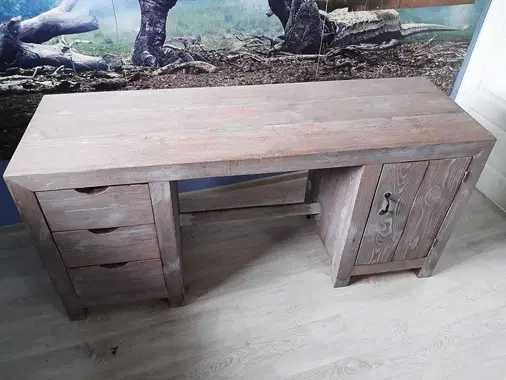 Drewniane solidne biurko, duże drewniane biurko 170x80x55