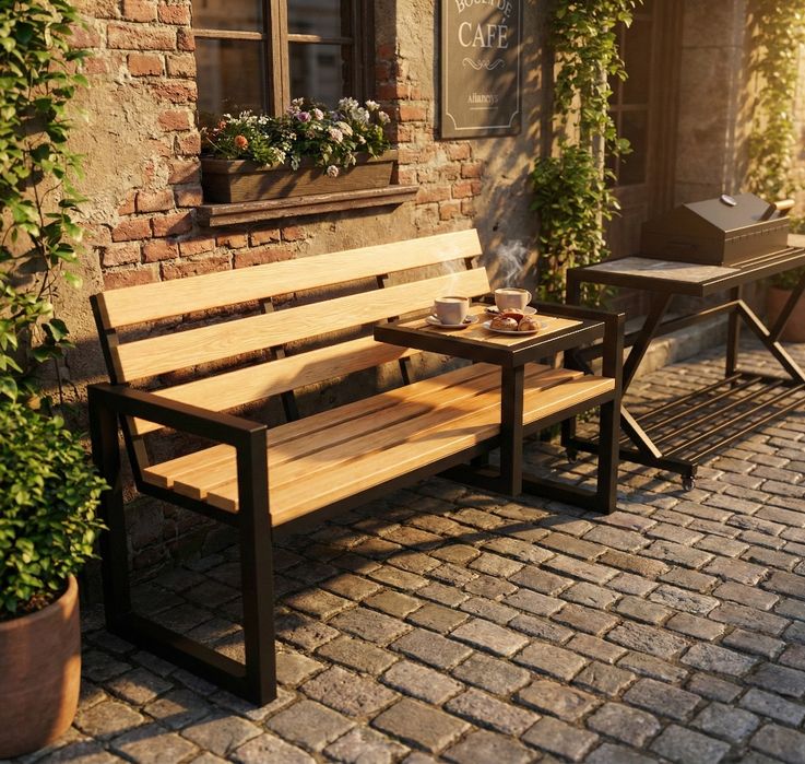 Лавочка зі спинкою для дому, саду, магазну