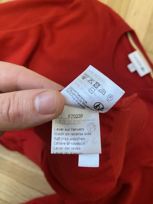 Męski czerwony sweter Lacoste S bawełniany