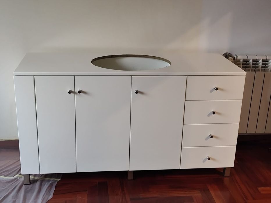 Móvel de casa de banho+espelho led+coluna duche