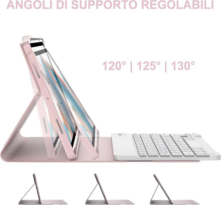 JADEMALL etui klawiatura LED RGB do Samsung Galaxy Tab A9 Plus różowe