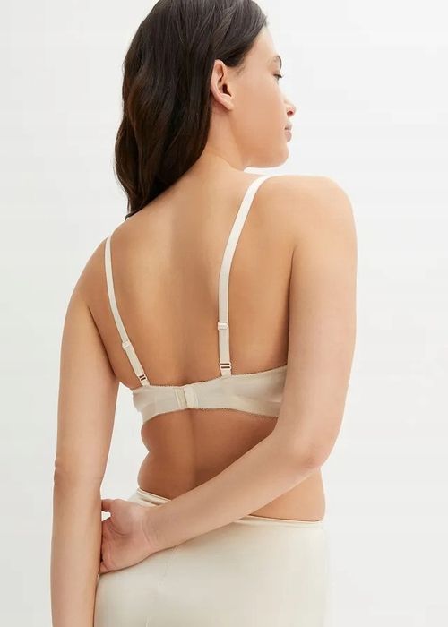 B.P.C biustonosz miękki bez fiszbin beżowy połyskujący materiał r.70B