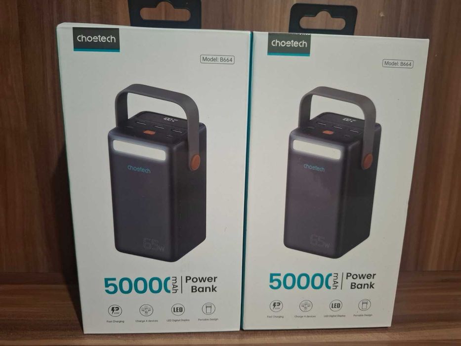 Універсальна надпотужна мобільна батарея 50000 mAh, Choetech B664, Black, 65 Вт
