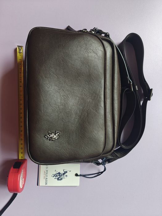 Nowa męska torba listonoszka U.S. Polo Assn. ciemnobrązowa z metką