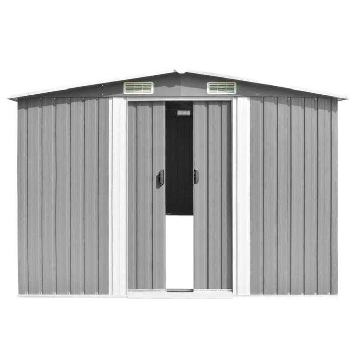 Abrigo de Jardim em Metal Cinzento 257x392x181 cm