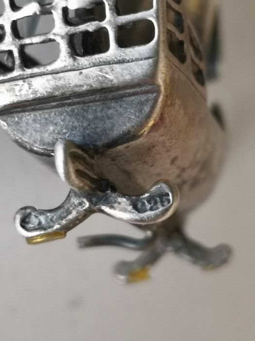 miniaturka żaglowca- srebro - vintage