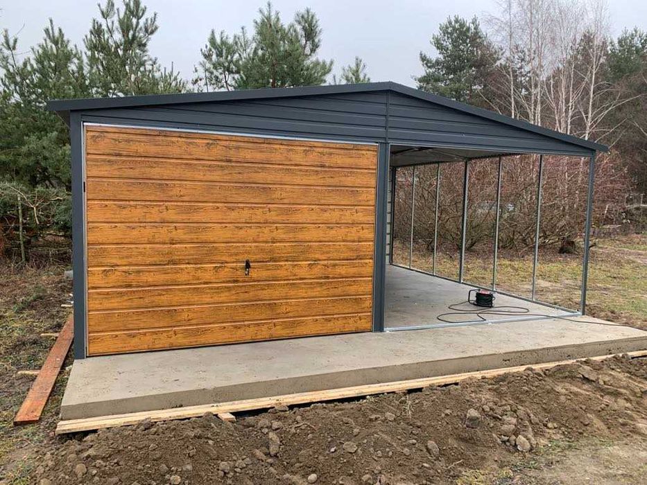 Garaż blaszany, wiata Wzmocniony PROFILAMI Producent SZYBKA REALIZACJA