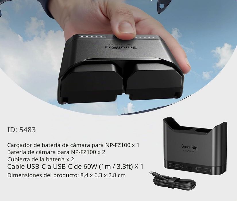 SMALLRIG NP-FZ100 Kit baterias para Sony, Dual Charger 22.5W