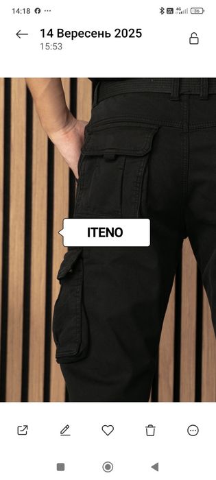Штаны мужские карго зимние ITENO черные олива серые синие