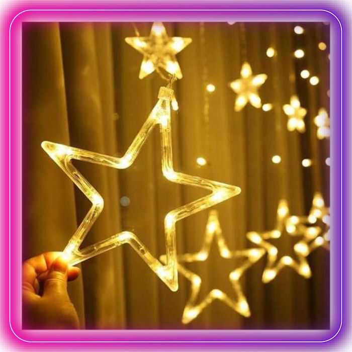 Kurtyna świetlna LED lampki świąteczne gwiazdy girlanda ciepła biel