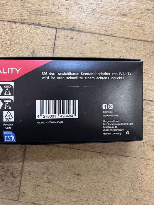 Suporte Magnético Invisível para Matrícula IVALITY (Novo)