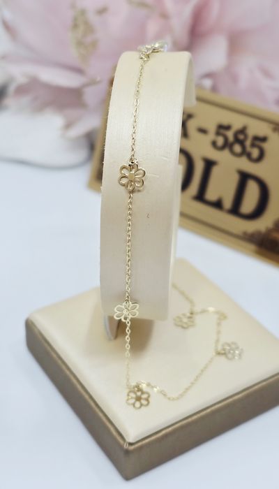 Złota bransoletka na nogę próba 585 14k