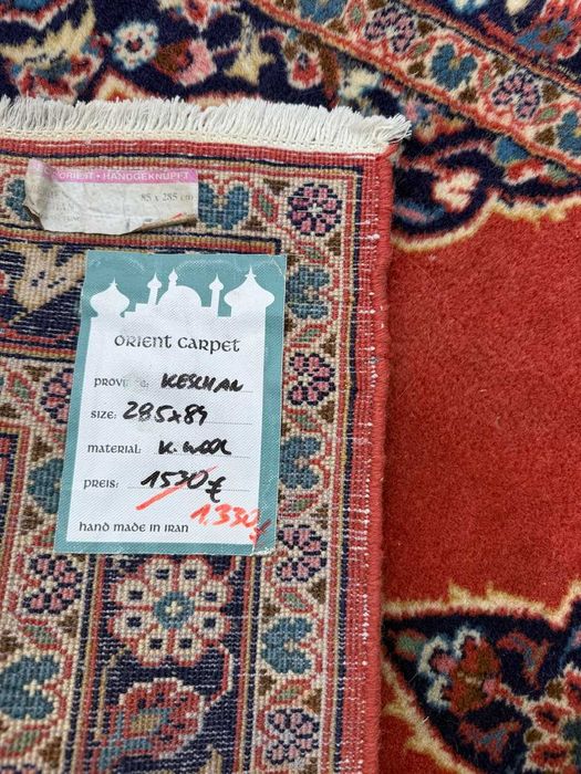 Dywan Chodnik Perski Wełniany Kaszmirowy Iran Keshan 285x84 gal. 7 tyś