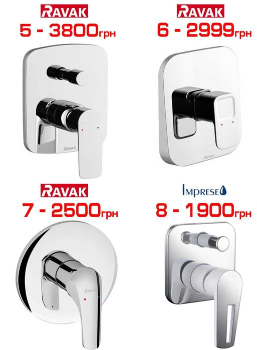 Kludi Hansgrohe Ravak РОЗПРОДАЖ Змішувачі прихований монтаж