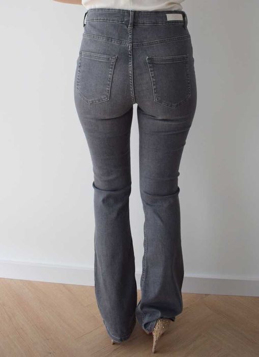 Only bootcut szwony szerokie nogawki 42 xl /34 spodnie wysoki stan szare tall