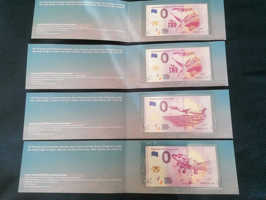 Lote carteiras nota euro souvenir tap