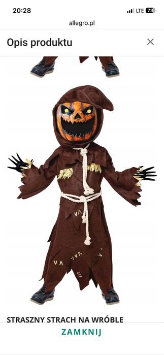 Kostium przebranie roz.5/6 lat Strach na wroble halloween