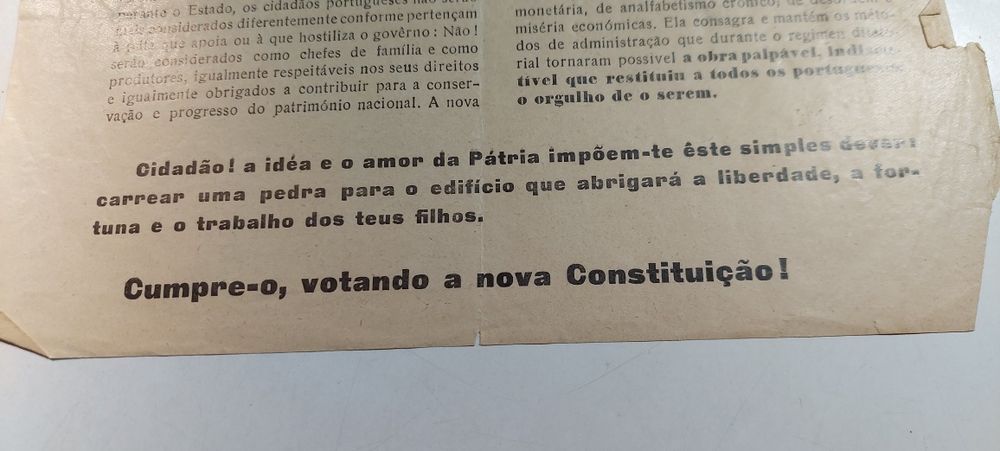 Constituição de 1933 Panfleto Pró-Governo | Exemplar Original