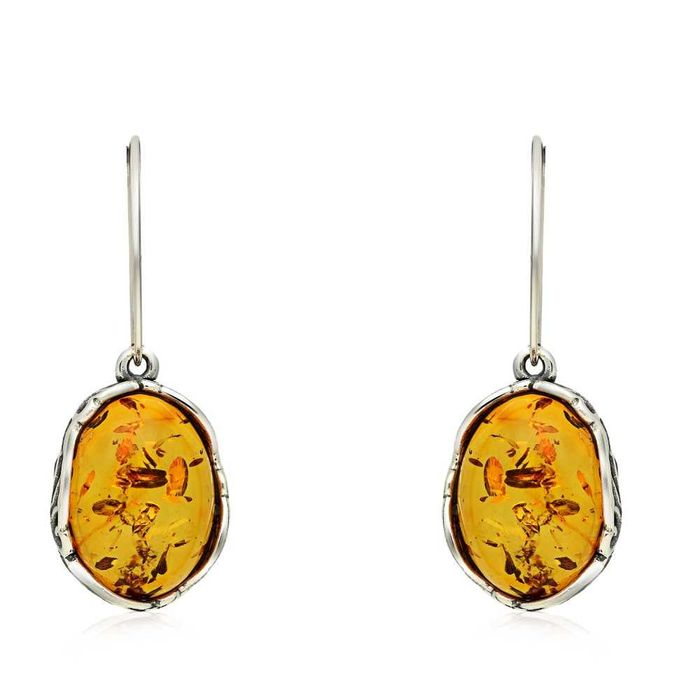 Srebrne kolczyki z bursztynem pr.925