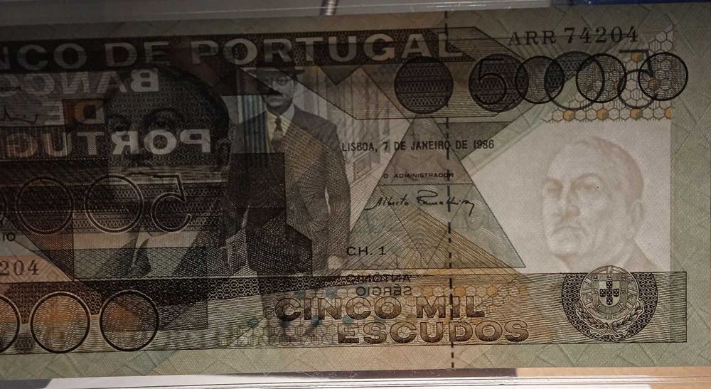 Nota 5 mil escudos 1986 António Sergio NOVA - Envio Gratis